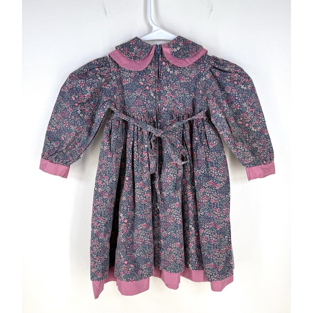 Vintage Simi Toddler Girls Dress Size 2T Peter Pan Collar Ditzy Floral Lined - Picture 4 of 9